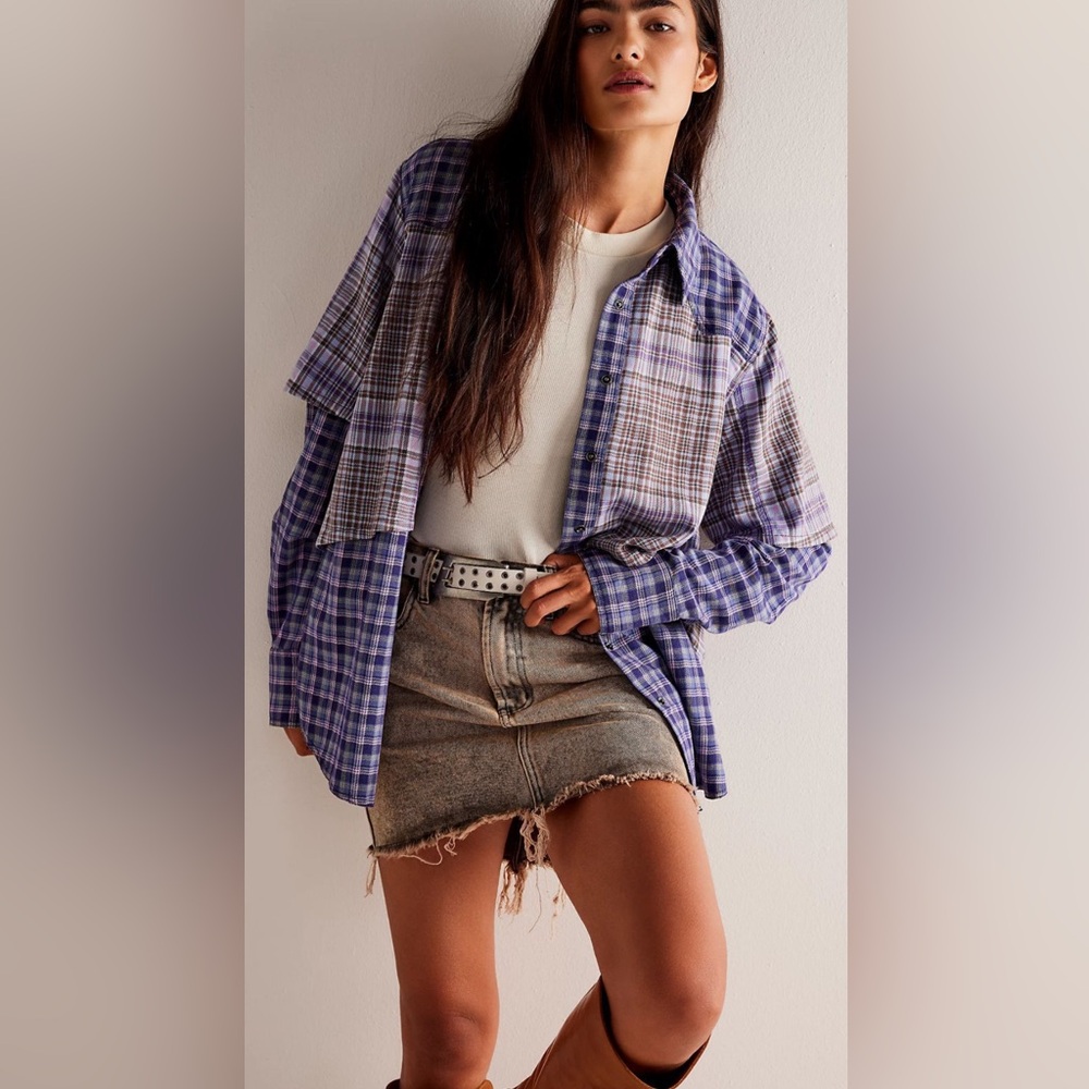 Free People | NWT We The Free Layer It Up Plaid Top Sz XS - Picture 5 of 12